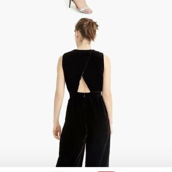 J. Crew Black Sleeveless Velvet Jumpsuit - Size 0 - Picture 10 of 10